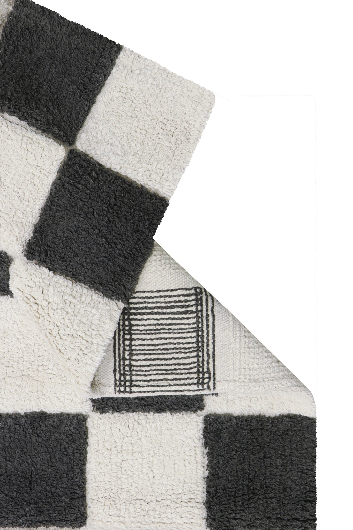 Washable Rug Kitchen Tiles Dark Grey- M