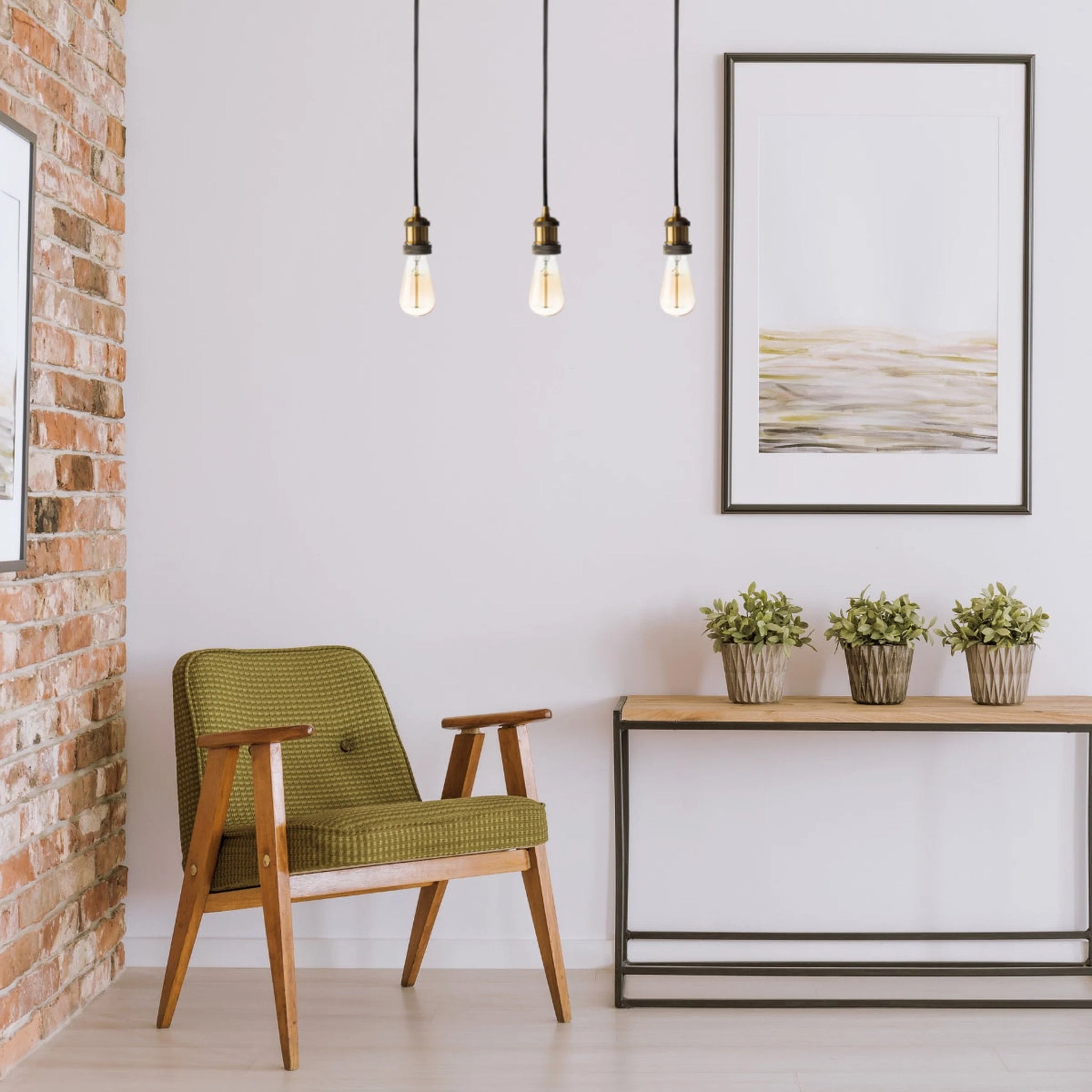Triple Vintage Pendant Lamp - Black