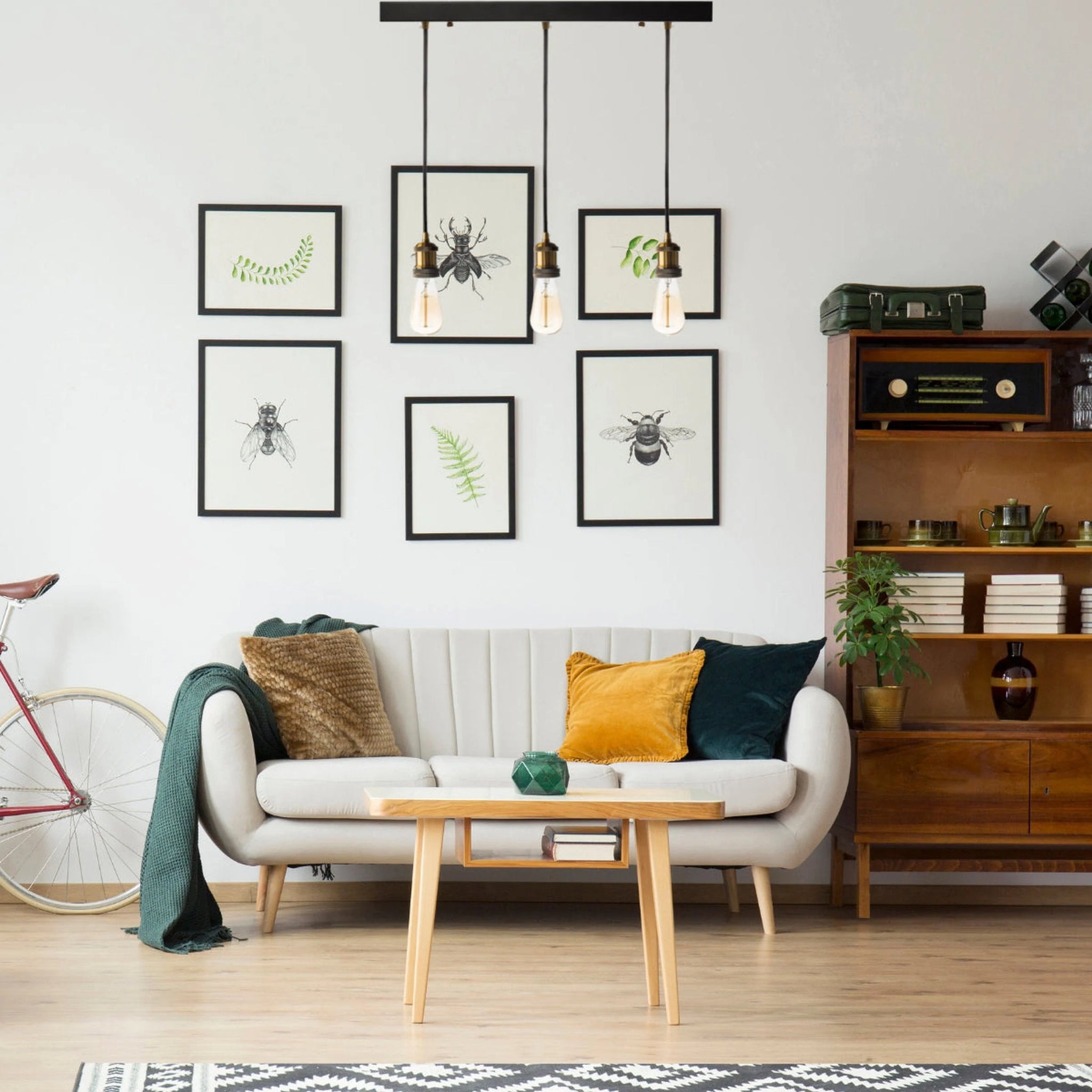Triple Vintage Pendant Lamp - Black