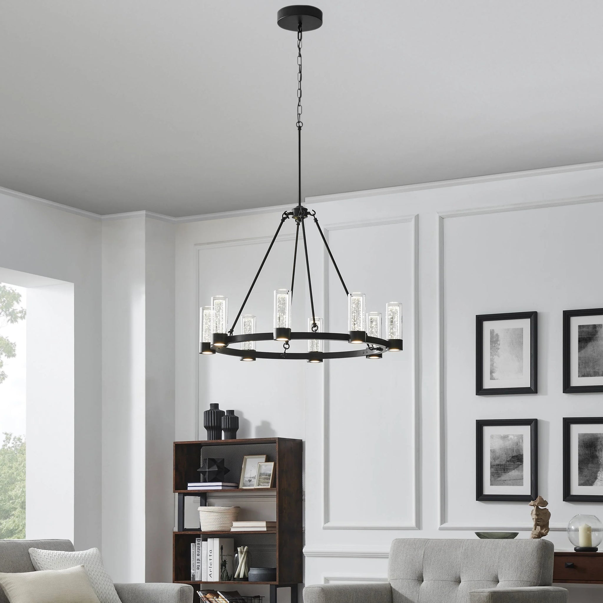 Victory 8 Light Chandelier // Matte Black