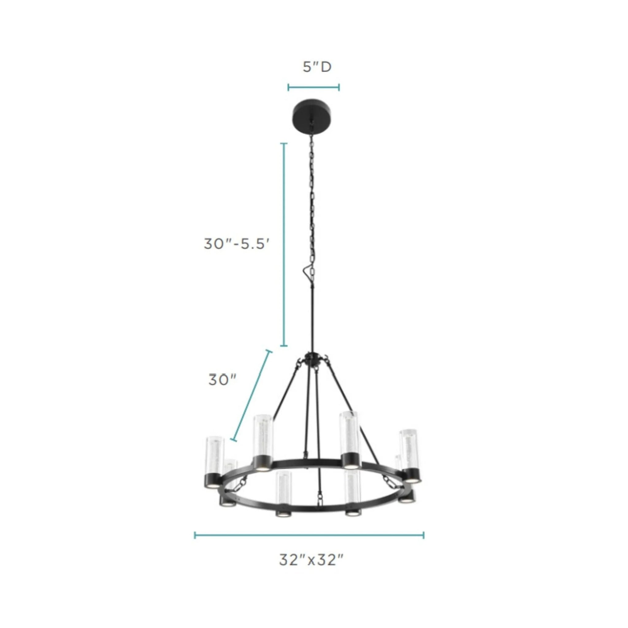 Victory 8 Light Chandelier // Matte Black