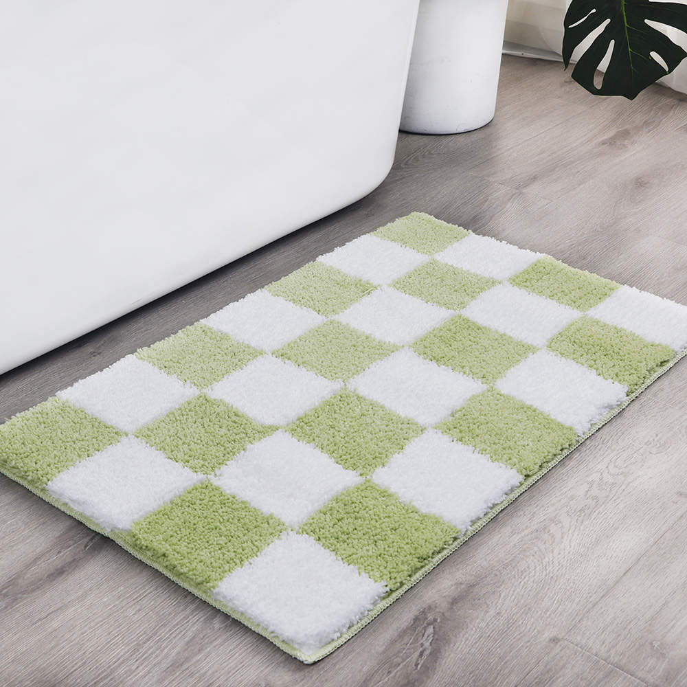 Checkered Bath Mat- Green